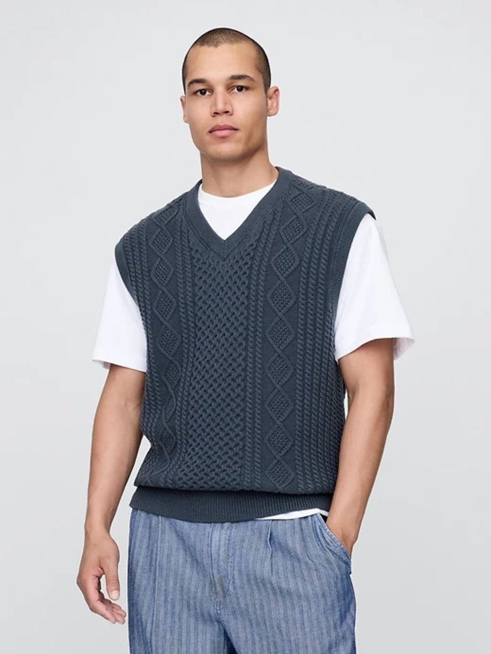 NWT Gap × Malbon Cable-Knit Sweater Vest - Picture 2 of 5